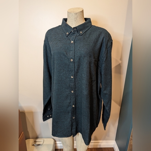 Men's flannel button up teal Jaspe cotton Shirt,  men's Size 2XL NWT - Picture 2 of 10